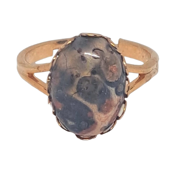Jewelry - Gold Tone Adjustable Ring with Natural Gemstone